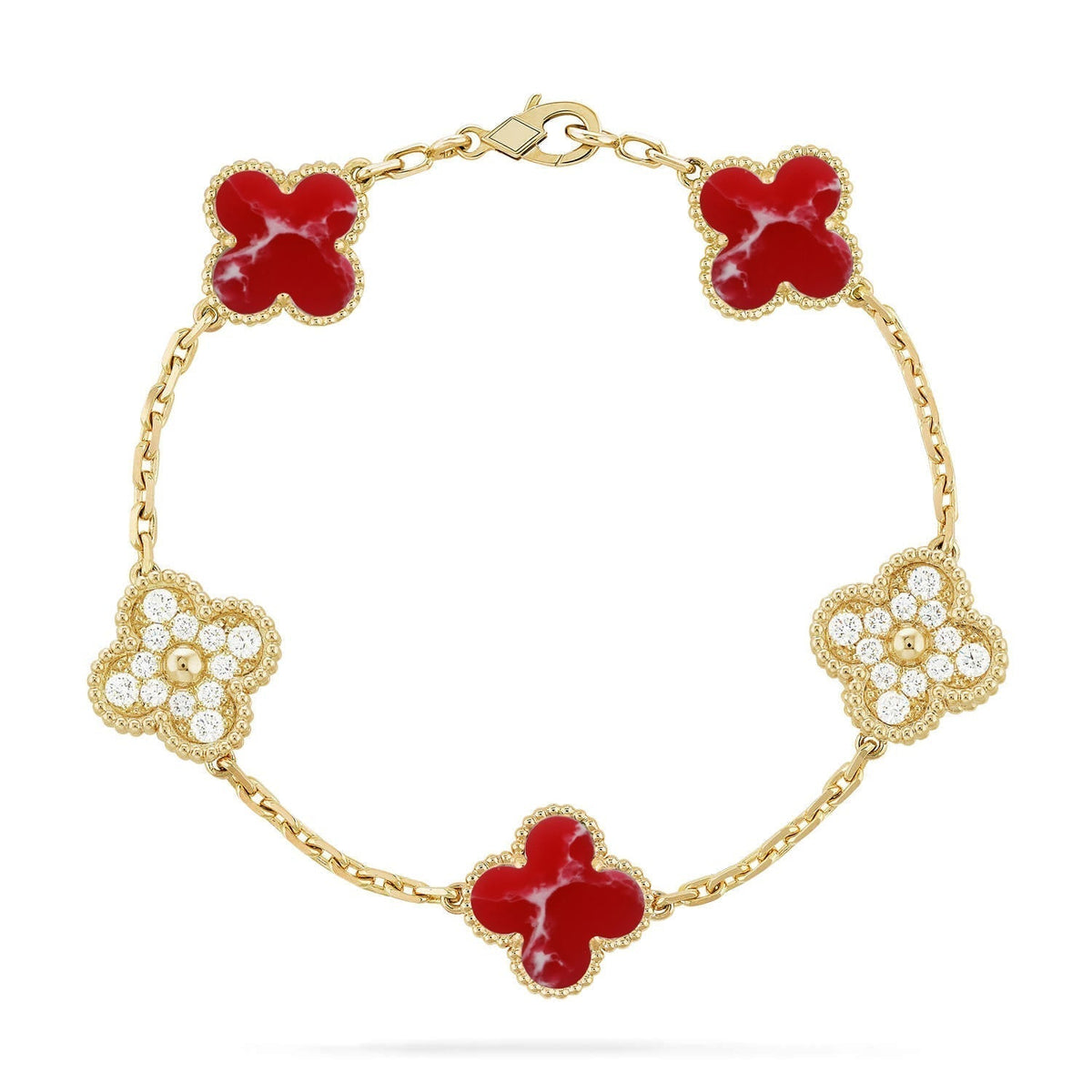 [Elara jewelsry ]CLOVER 5 MOTIF RED PATTERN BRACELET COLLECTION