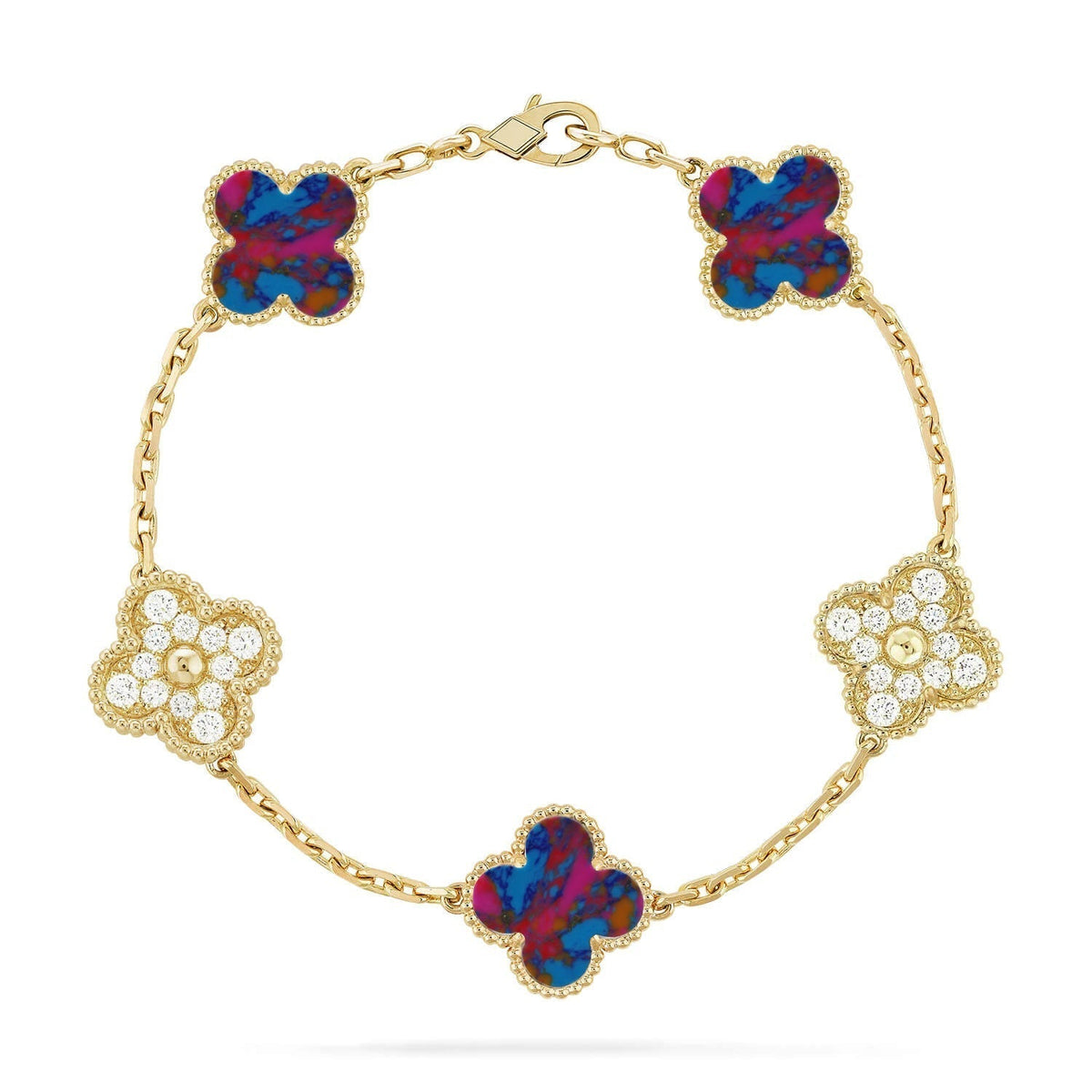 [Elara jewelsry ]CLOVER 5 MOTIF COLOR GEMSTONES BRACELET COLLECTION