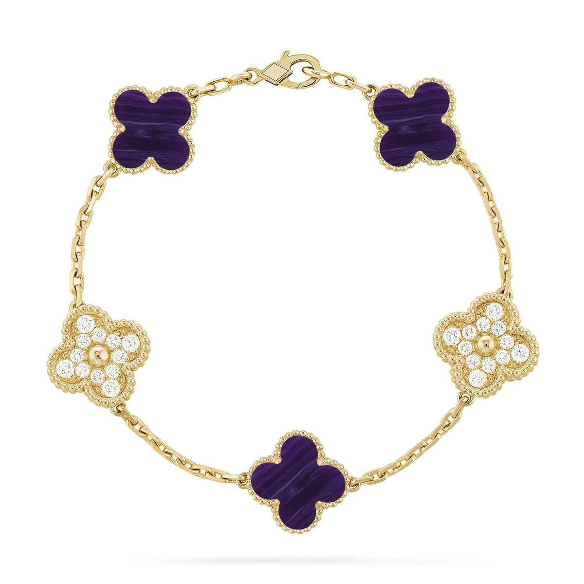 [Elara jewelsry ]CLOVER 5 MOTIF PURPLE STRIPES BRACELET COLLECTION