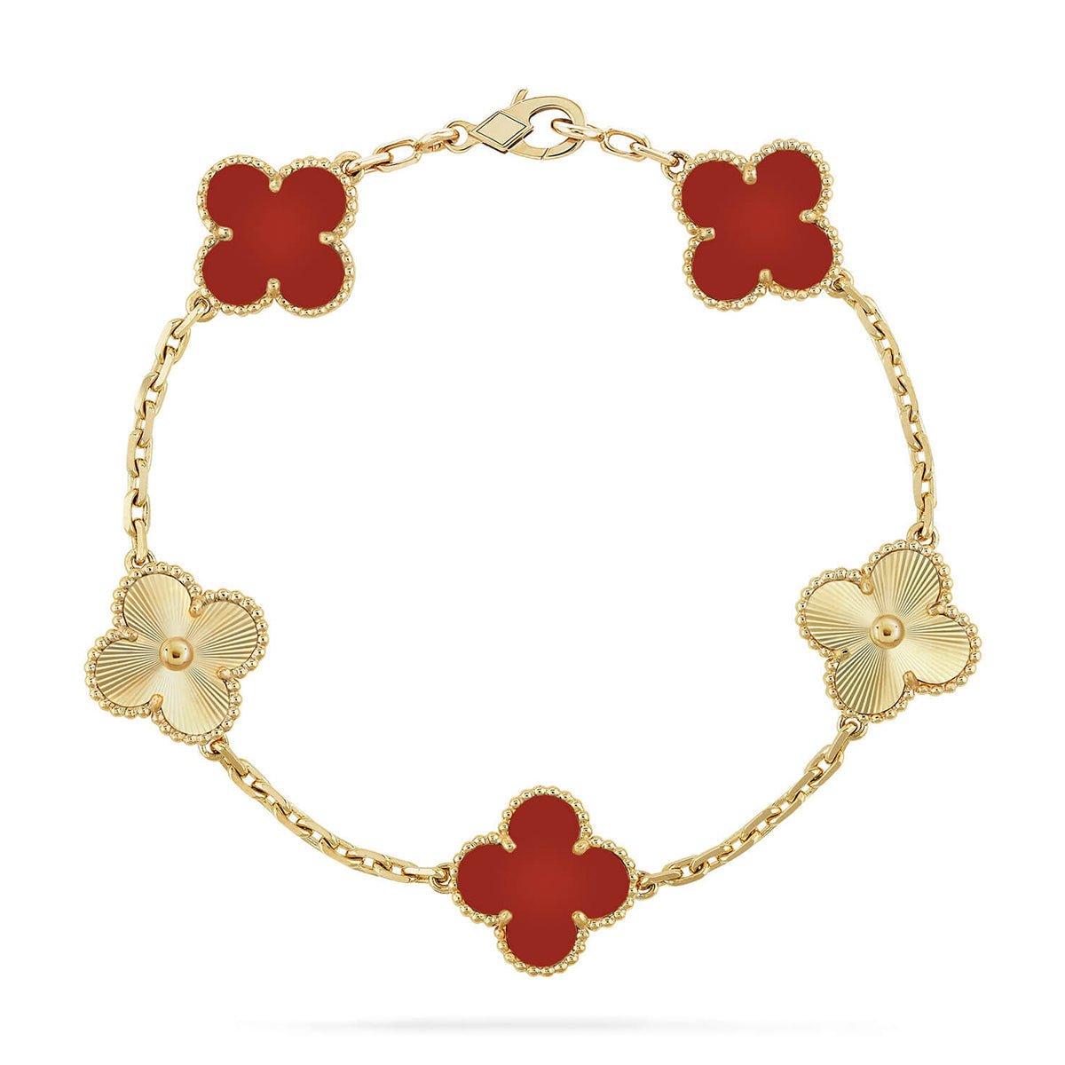 [Elara jewelsry ] CLOVER 5 MOTIF RED CORNELIAN BRACELET COLLECTION