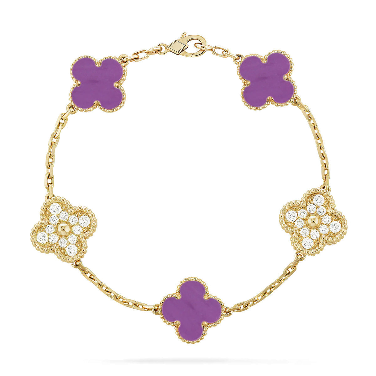 [Elara jewelsry ] CLOVER 5 MOTIF VIOLET BRACELET COLLECTION