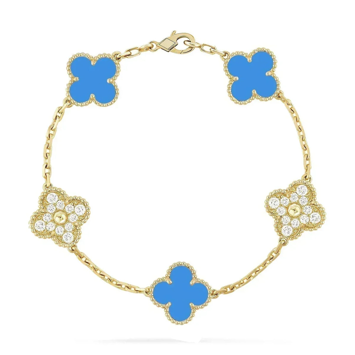 [Elara jewelsry ] CLOVER 5 MOTIF BLUE AGATE BRACELET COLLECTION
