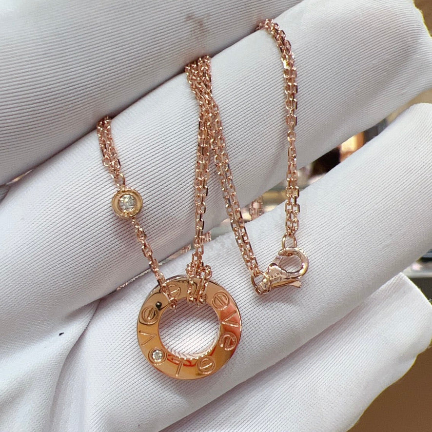 [Elara jewelsry ]LOVE NECKLACE 16MM 2 DIAMONDS