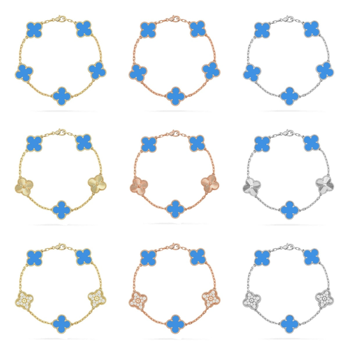 [Elara jewelsry ] CLOVER 5 MOTIF BLUE AGATE BRACELET COLLECTION