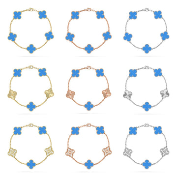 [Elara jewelsry ] CLOVER 5 MOTIF BLUE AGATE BRACELET COLLECTION