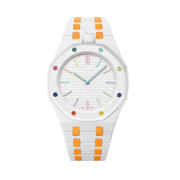 Oak Pop Exclusive White And Orange Bioceramic Strap