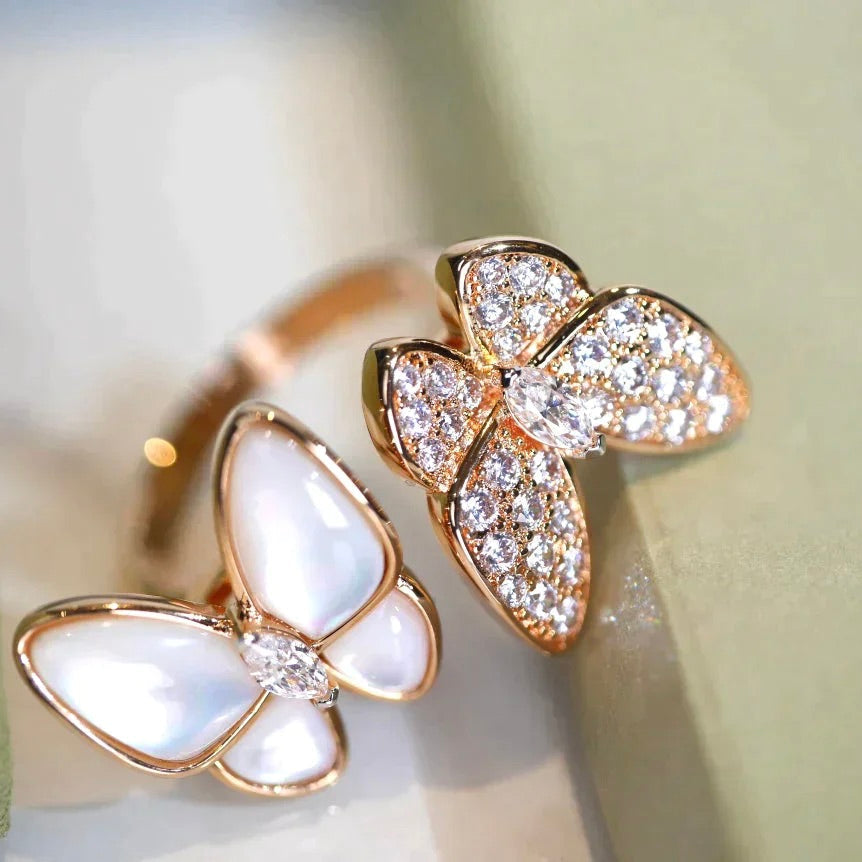 [Elara jewelsry ]TWIN BUTTERFLY DIAMOND MOP RING