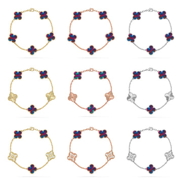 [Elara jewelsry ]CLOVER 5 MOTIF COLOR GEMSTONES BRACELET COLLECTION