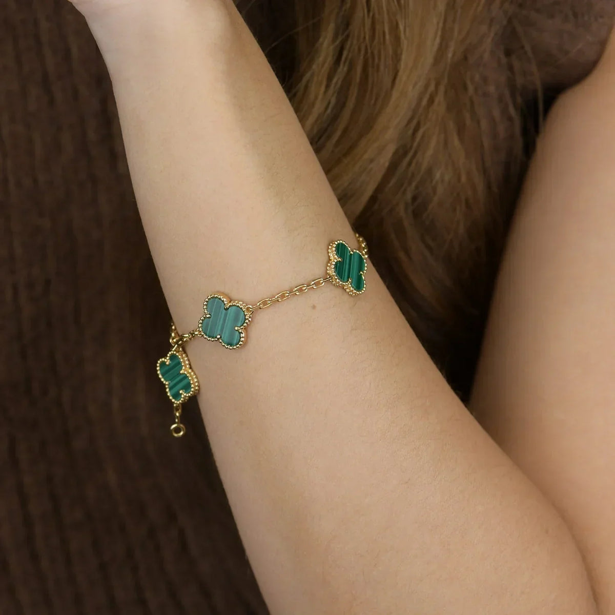 [Elara jewelsry ] CLOVER 5 MOTIF MALACHITE BRACELET COLLECTION