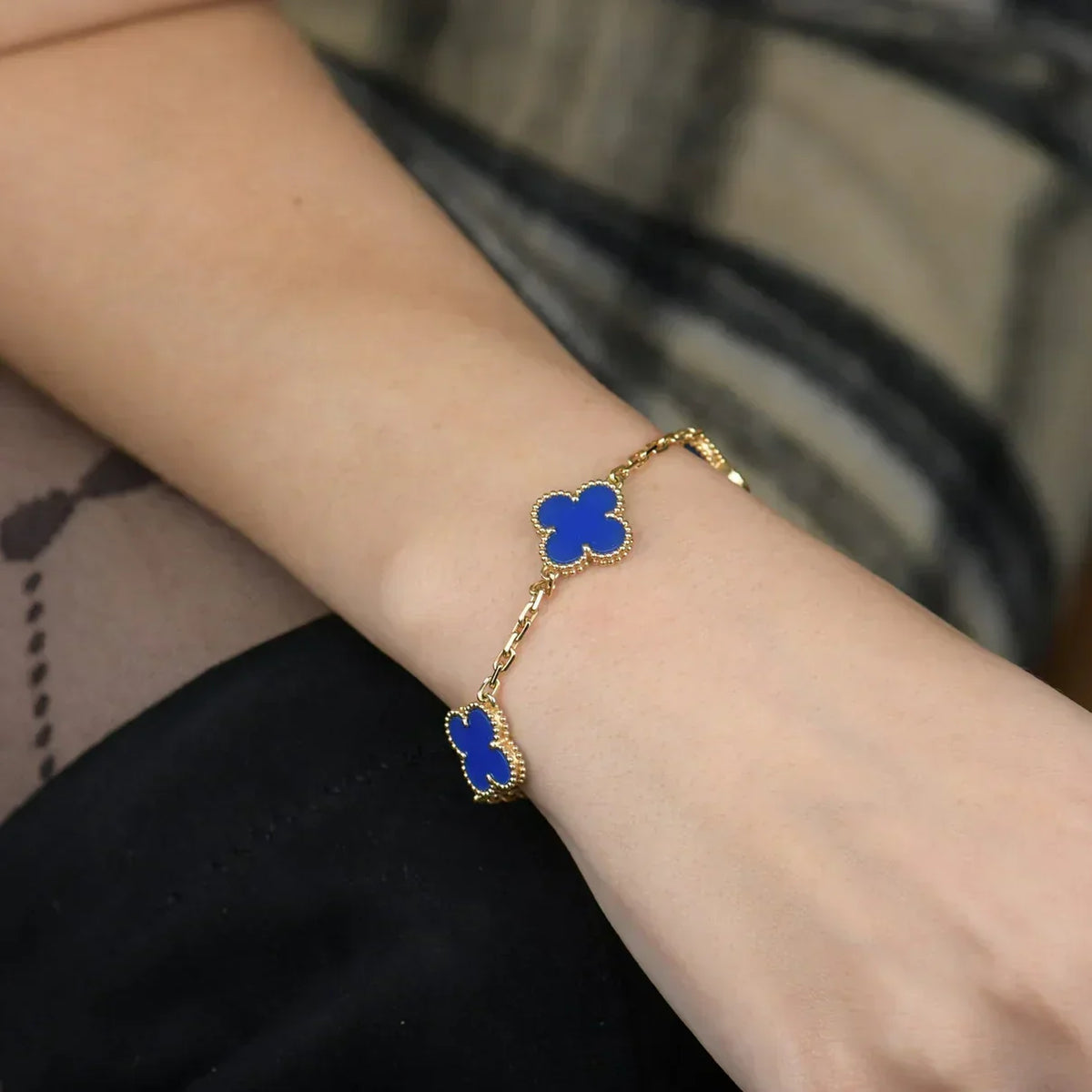 [Elara jewelsry ] CLOVER 5 MOTIF BLUE AGATE BRACELET COLLECTION