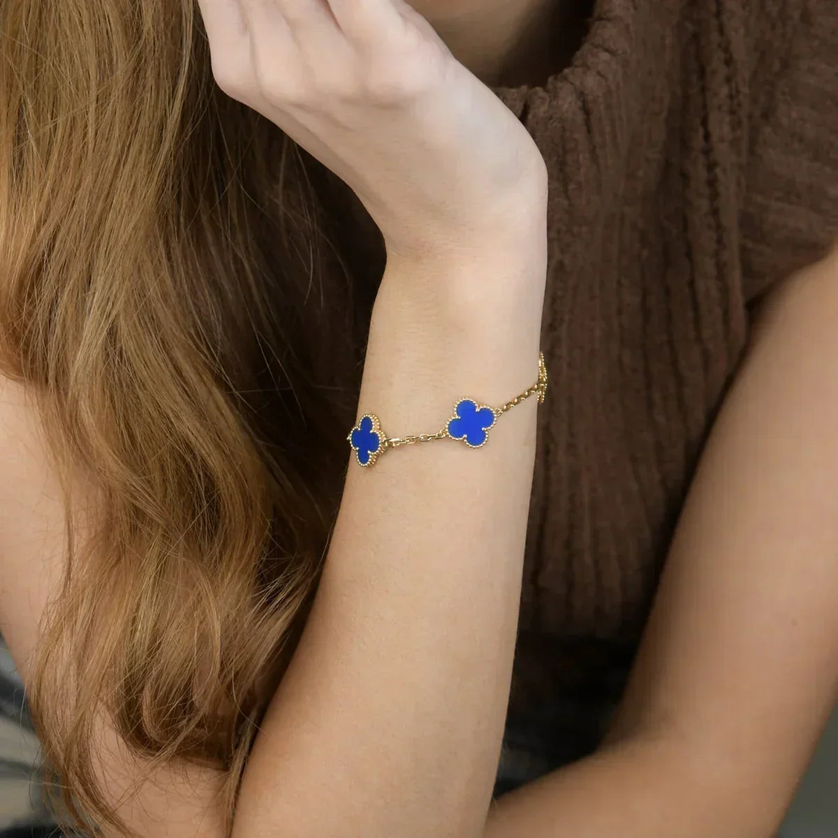 [Elara jewelsry ] CLOVER 5 MOTIF BLUE AGATE BRACELET COLLECTION