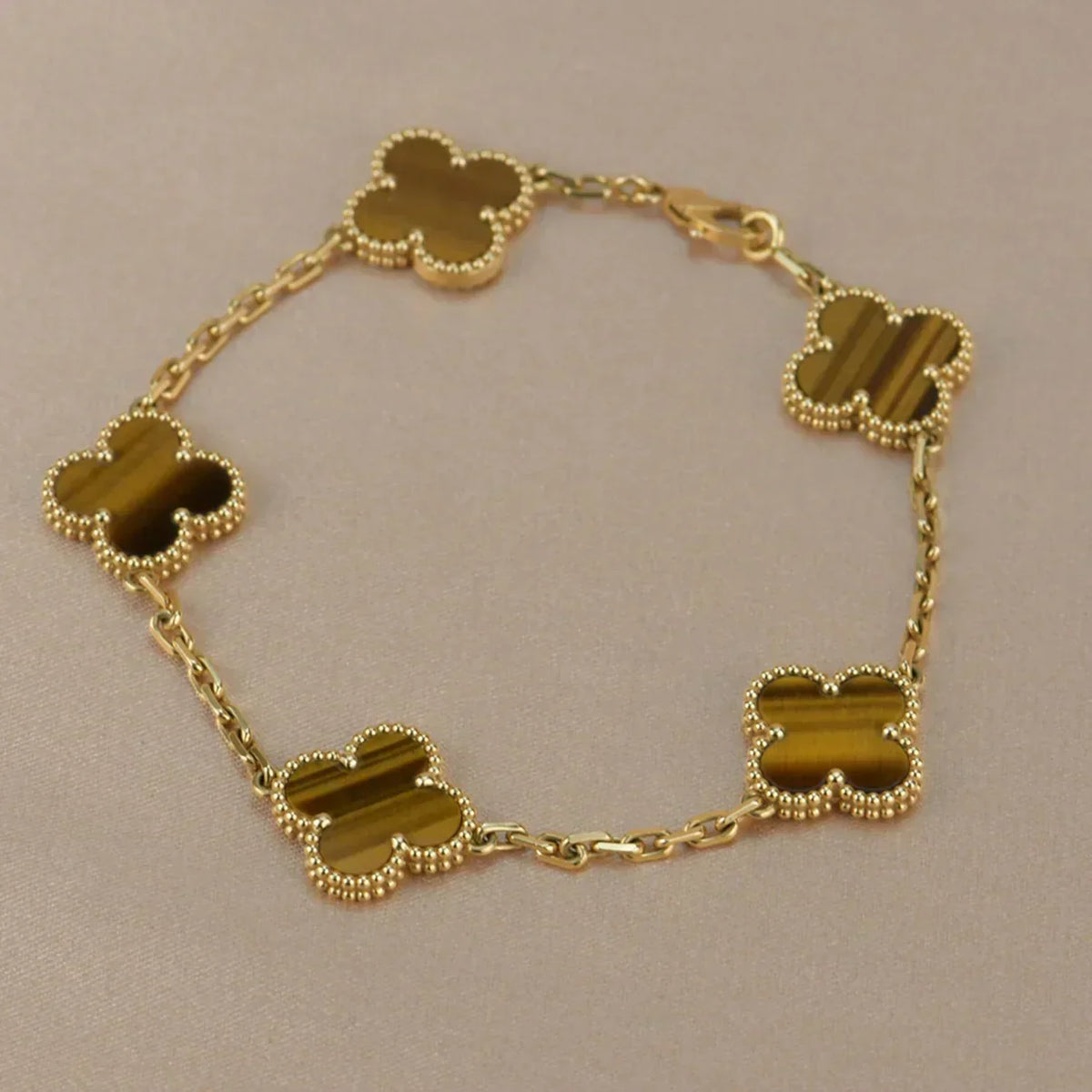 [Elara jewelsry ] CLOVER 5 MOTIFS TIGER EYE BRACELET COLLECTION