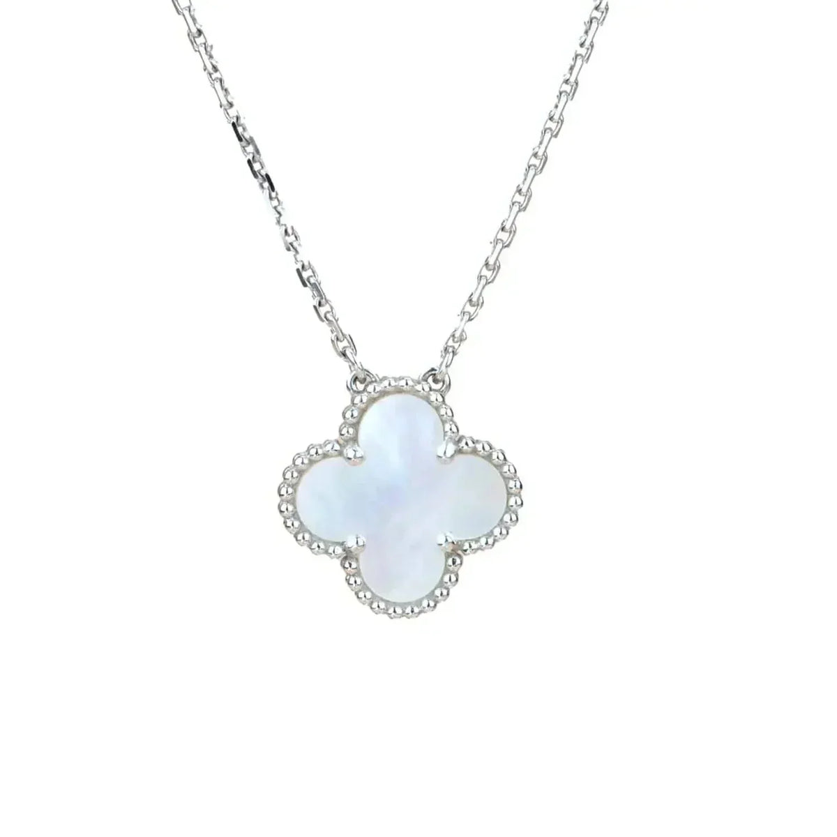 [Elara jewelsry ]CLOVER  15MM WHITE MOTHER-OF-PEARL SILVER
