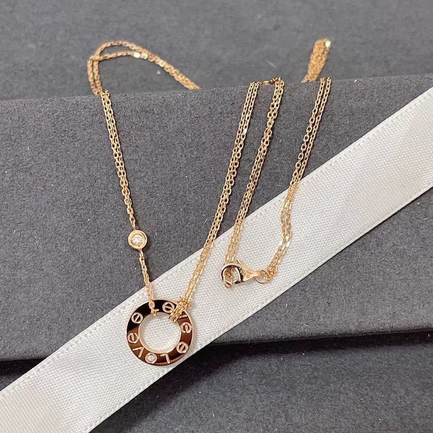 [Elara jewelsry ]LOVE NECKLACE 16MM 2 DIAMONDS