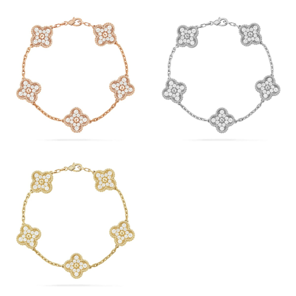[Elara jewelsry ] CLOVER 5 MOTIF FULL DIAMOND BRACELET COLLECTION