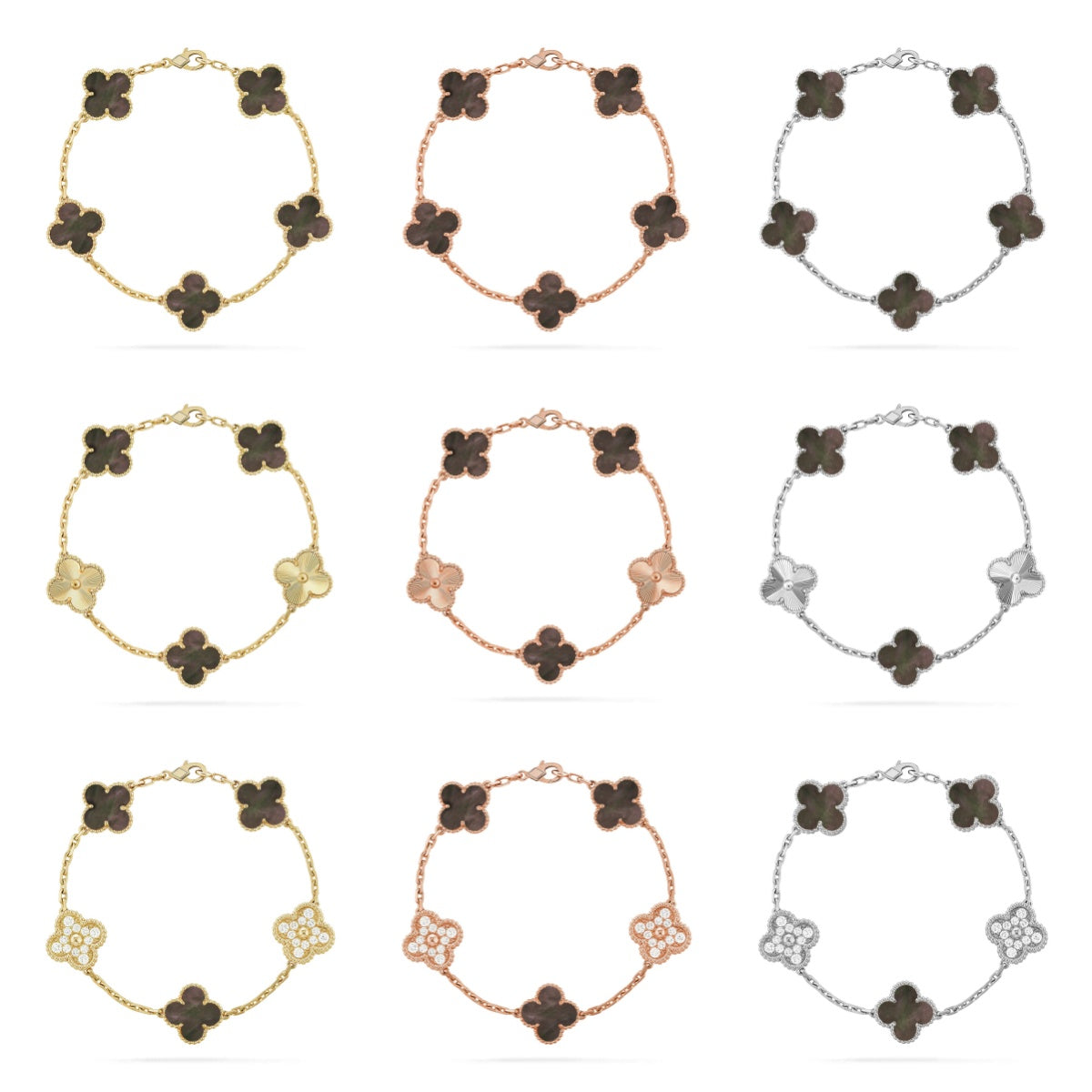 [Elara jewelsry ] CLOVER 5 MOTIF GRAY MOP BRACELET COLLECTION