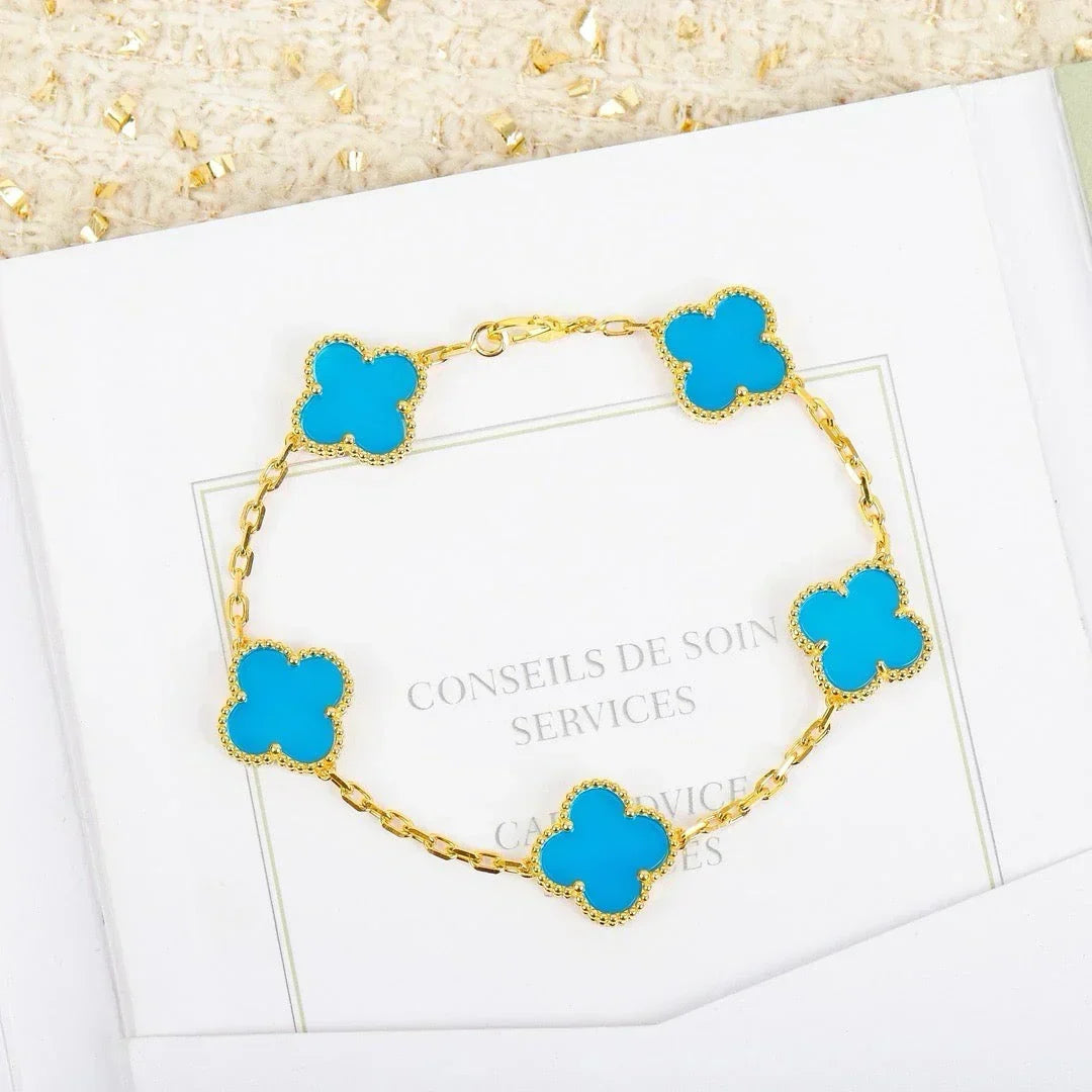 [Elara jewelsry ] CLOVER 5 MOTIF TURQUOISE BRACELET COLLECTION