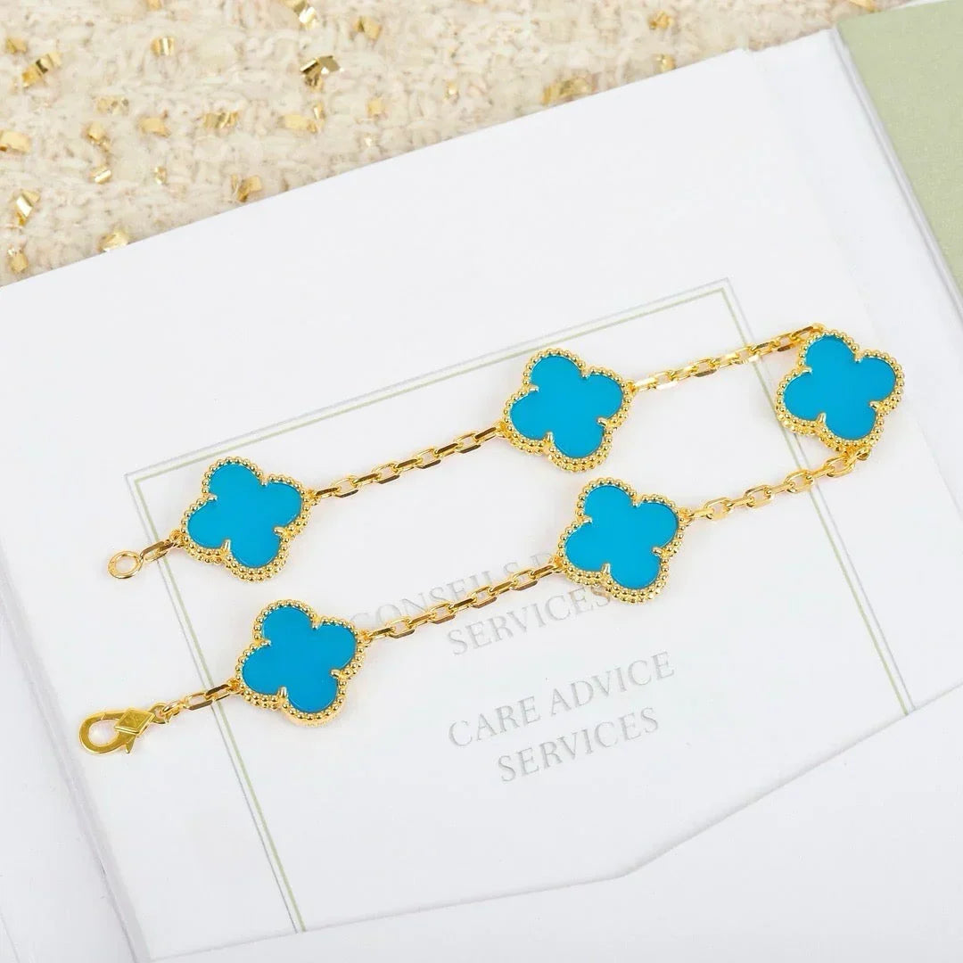 [Elara jewelsry ] CLOVER 5 MOTIF TURQUOISE BRACELET COLLECTION