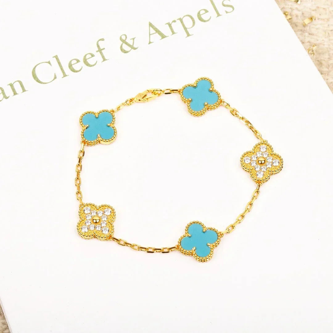 [Elara jewelsry ] CLOVER 5 MOTIF TURQUOISE BRACELET COLLECTION