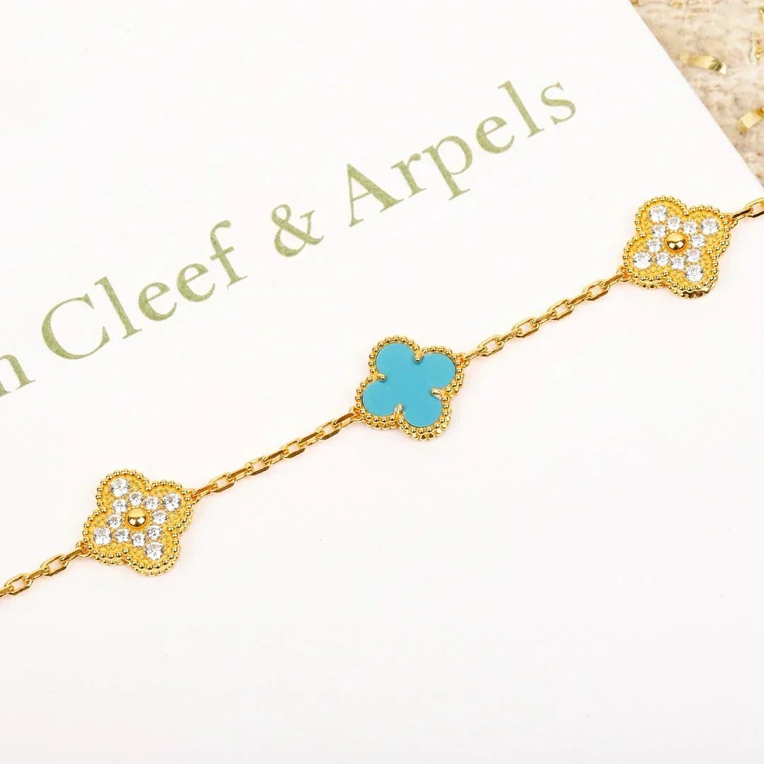 [Elara jewelsry ] CLOVER 5 MOTIF TURQUOISE BRACELET COLLECTION