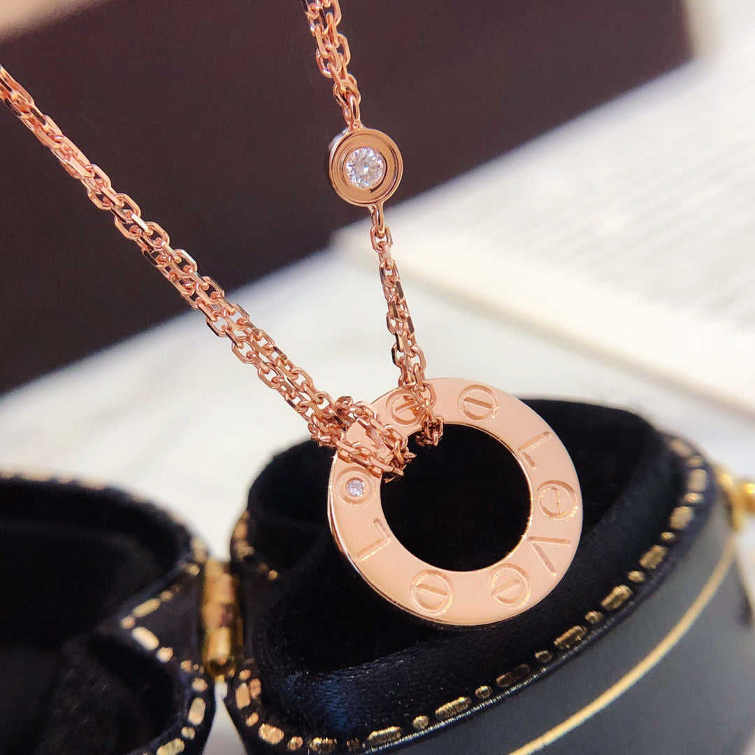 [Elara jewelsry ]LOVE NECKLACE 16MM 2 DIAMONDS