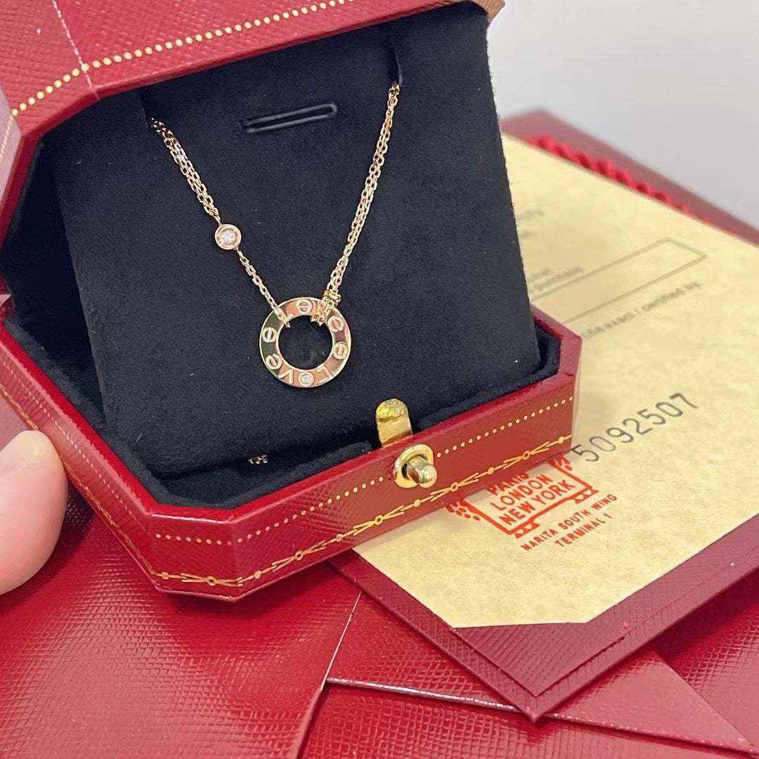 [Elara jewelsry ]LOVE NECKLACE 16MM 2 DIAMONDS
