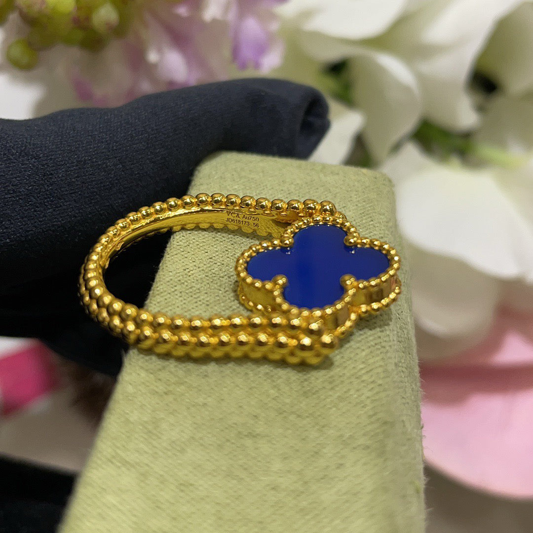[Elara jewelsry ]CLOVER RIVERSIBLE BLUE AGATE RING