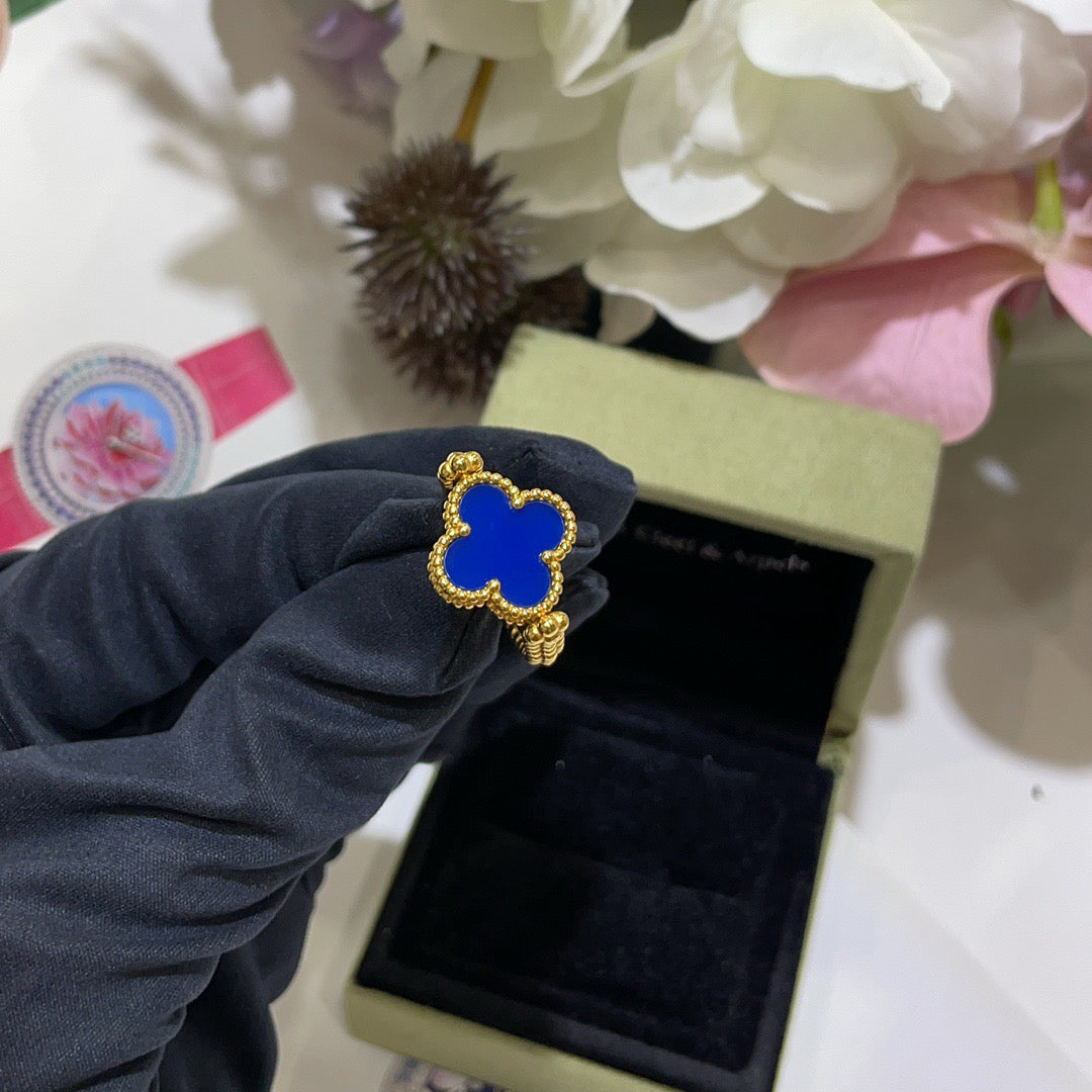 [Elara jewelsry ]CLOVER RIVERSIBLE BLUE AGATE RING