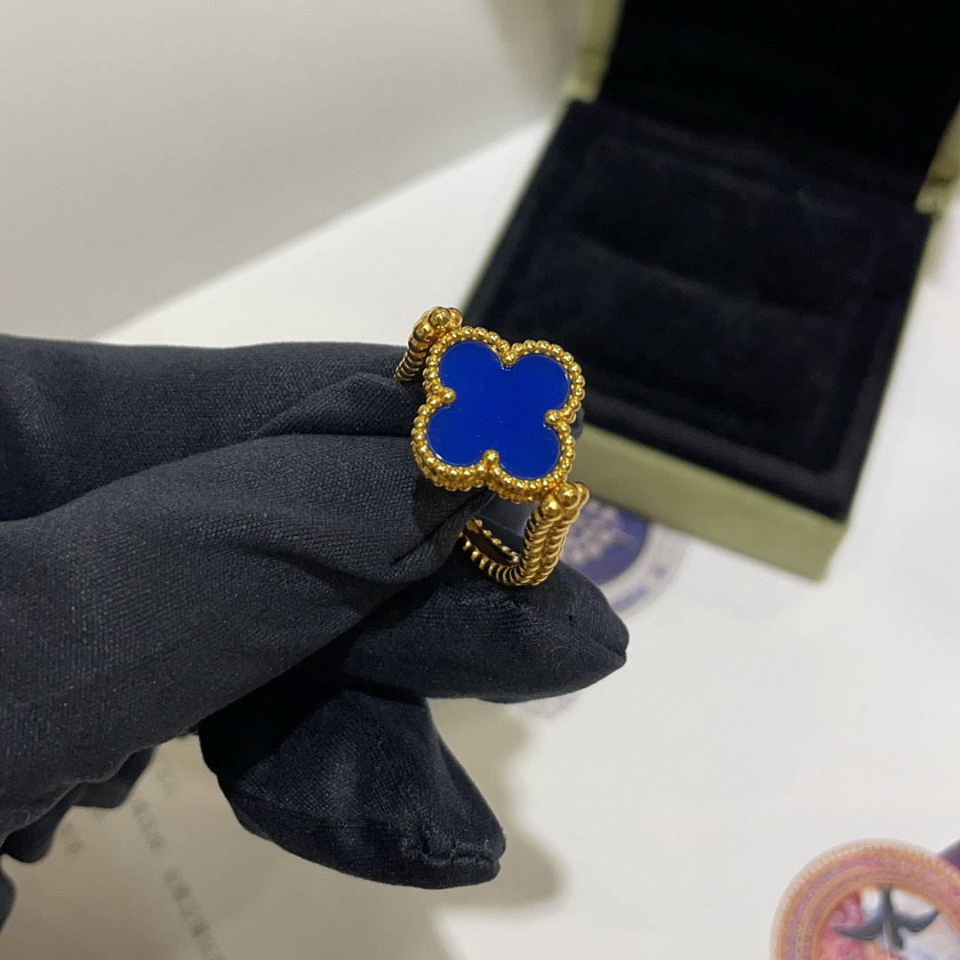 [Elara jewelsry ]CLOVER RIVERSIBLE BLUE AGATE RING