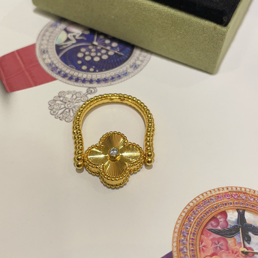[Elara jewelsry ]CLOVER RIVERSIBLE BLUE AGATE RING