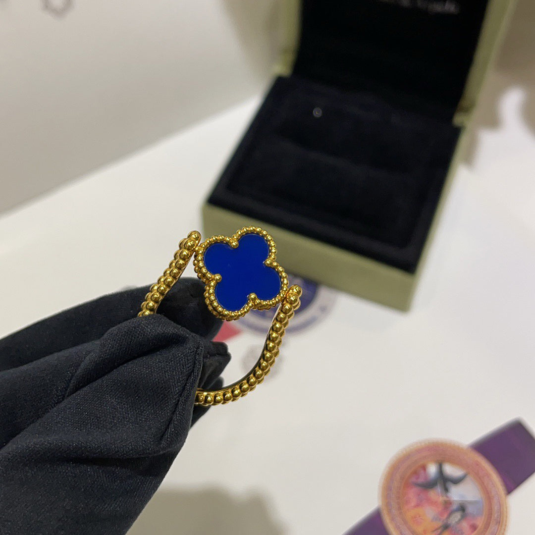 [Elara jewelsry ]CLOVER RIVERSIBLE BLUE AGATE RING