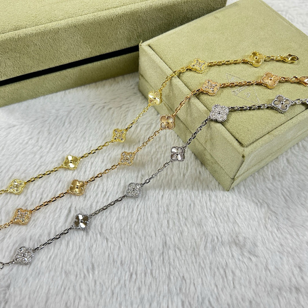 [Elara jewelsry ]CLOVER 6 MOTIF DIAMOND LASER BRACELET