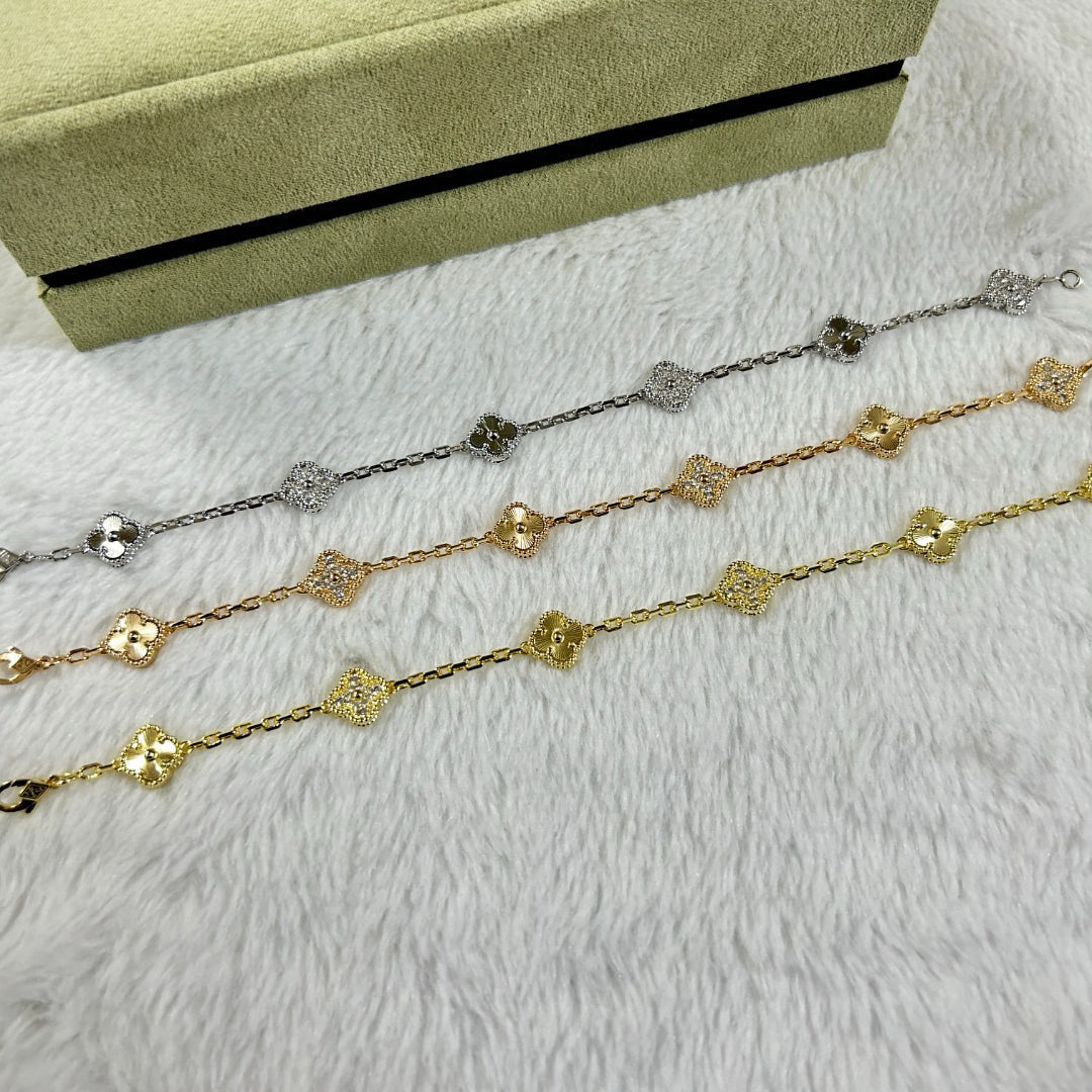 [Elara jewelsry ]CLOVER 6 MOTIF DIAMOND LASER BRACELET