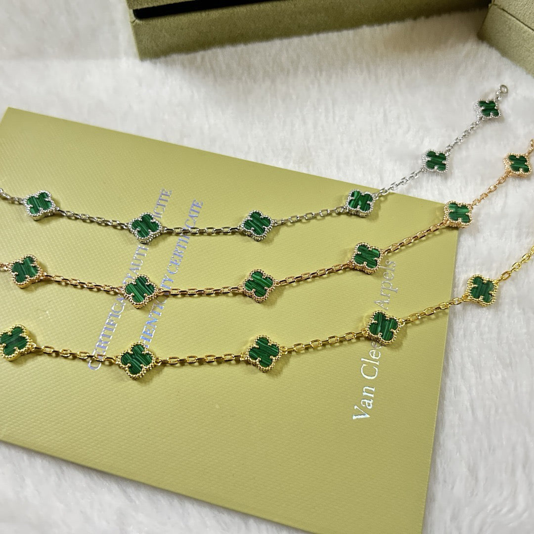 [Elara jewelsry ]CLOVER 6 MOTIF MALACHITE BRACELET