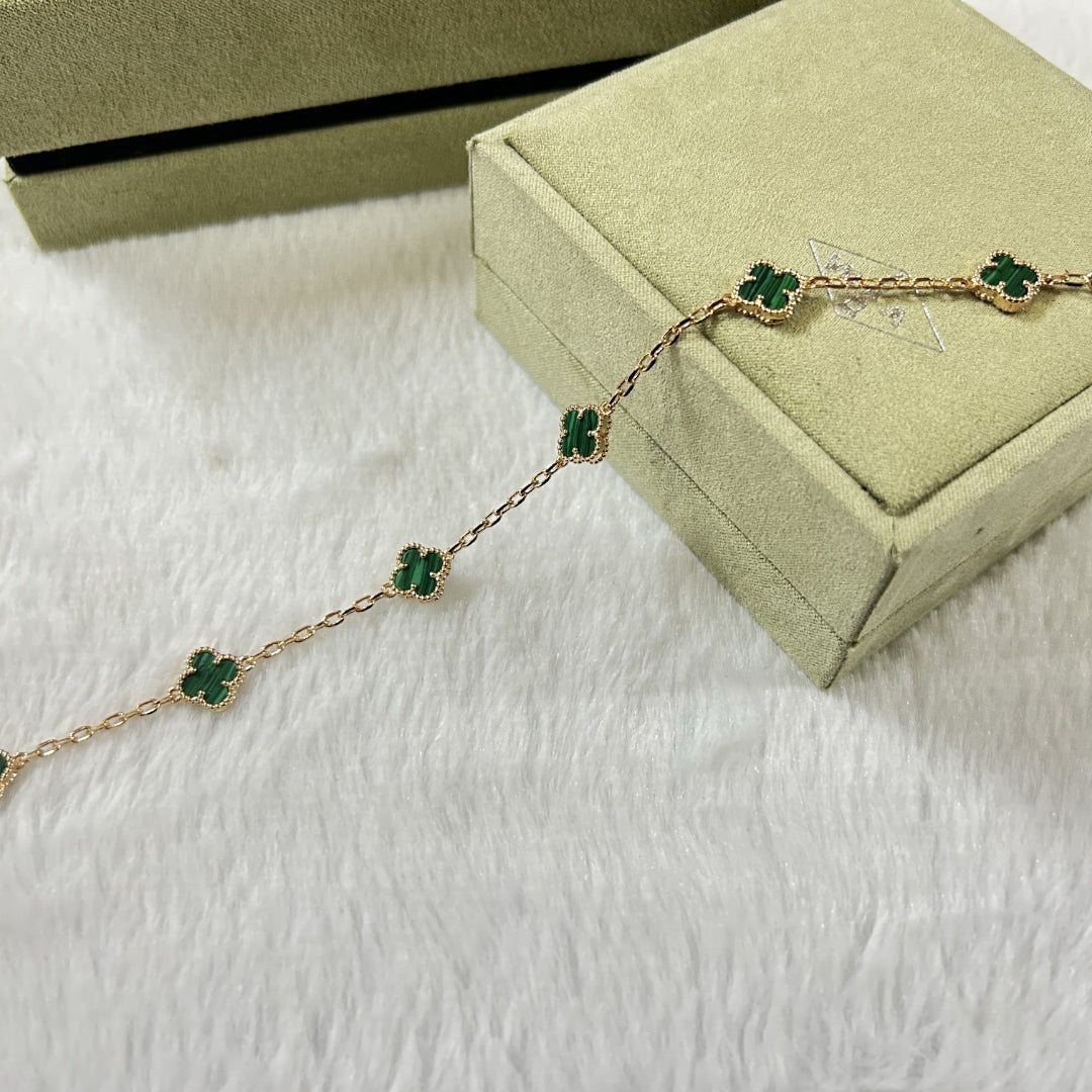 [Elara jewelsry ]CLOVER 6 MOTIF MALACHITE BRACELET