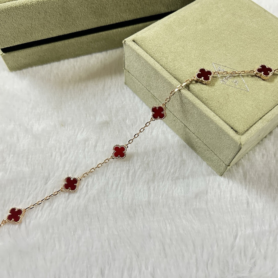 [Elara jewelsry ]CLOVER 6 MOTIF RED AGATE BRACELET