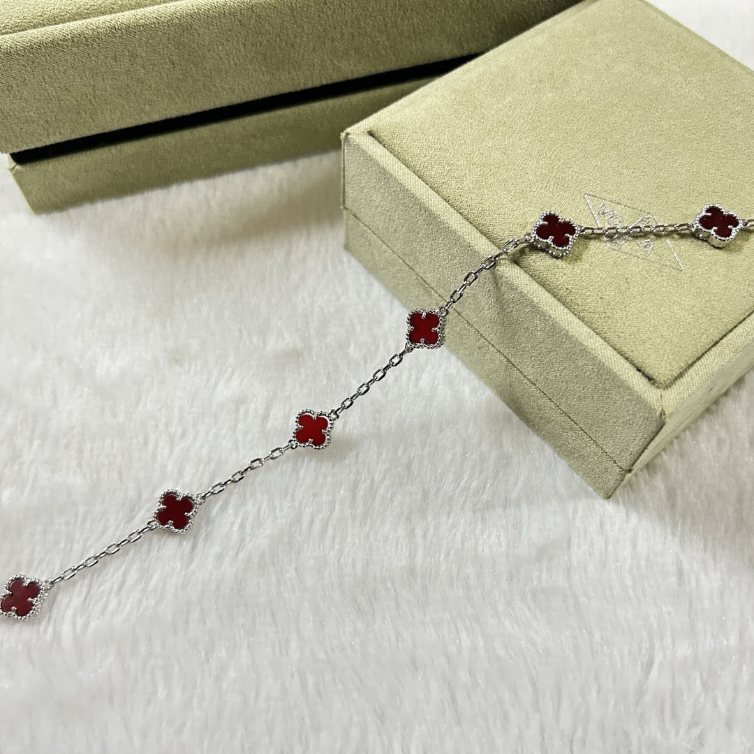 [Elara jewelsry ]CLOVER 6 MOTIF RED AGATE BRACELET
