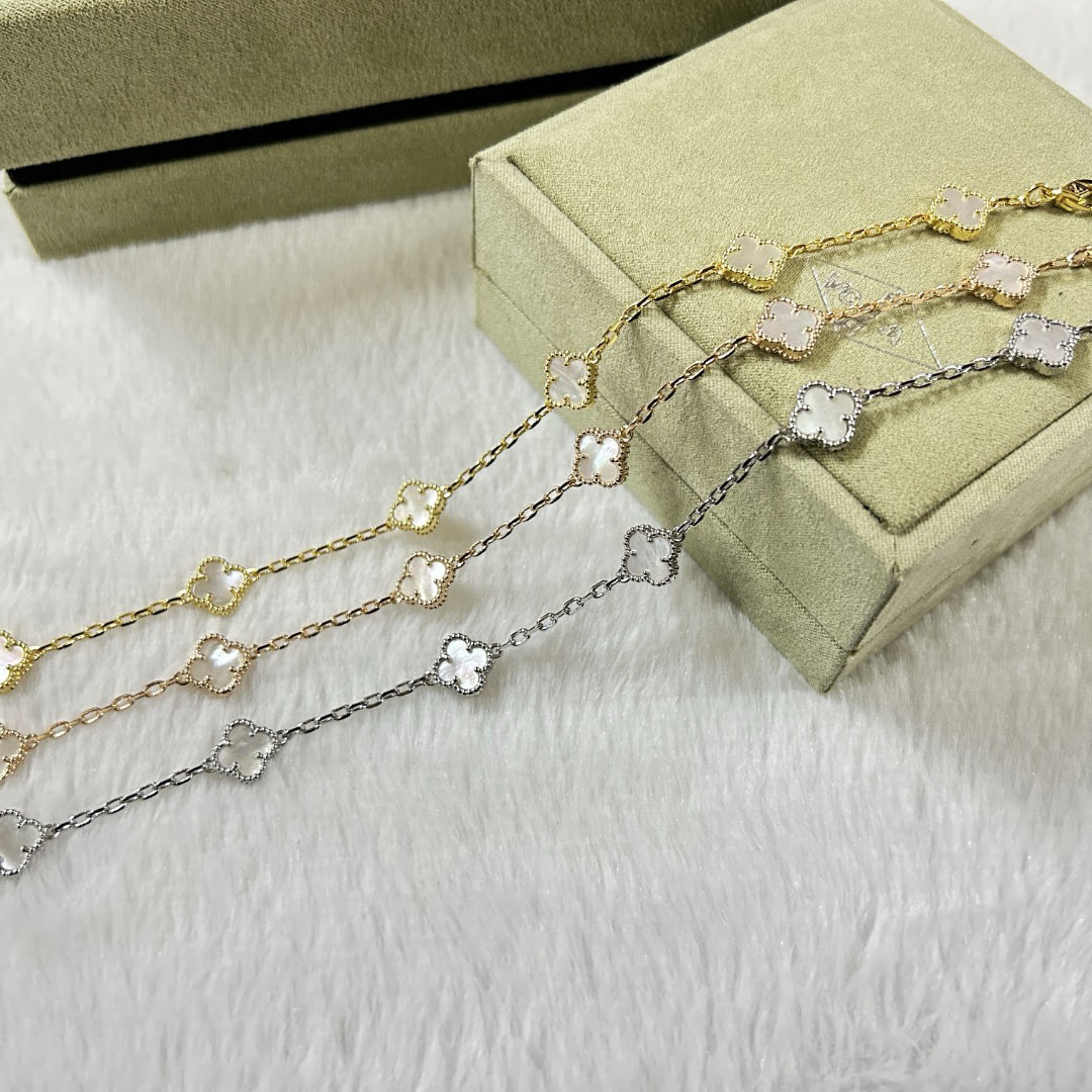 [Elara jewelsry ]CLOVER 6 MOTIF WHITE MOP BRACELET