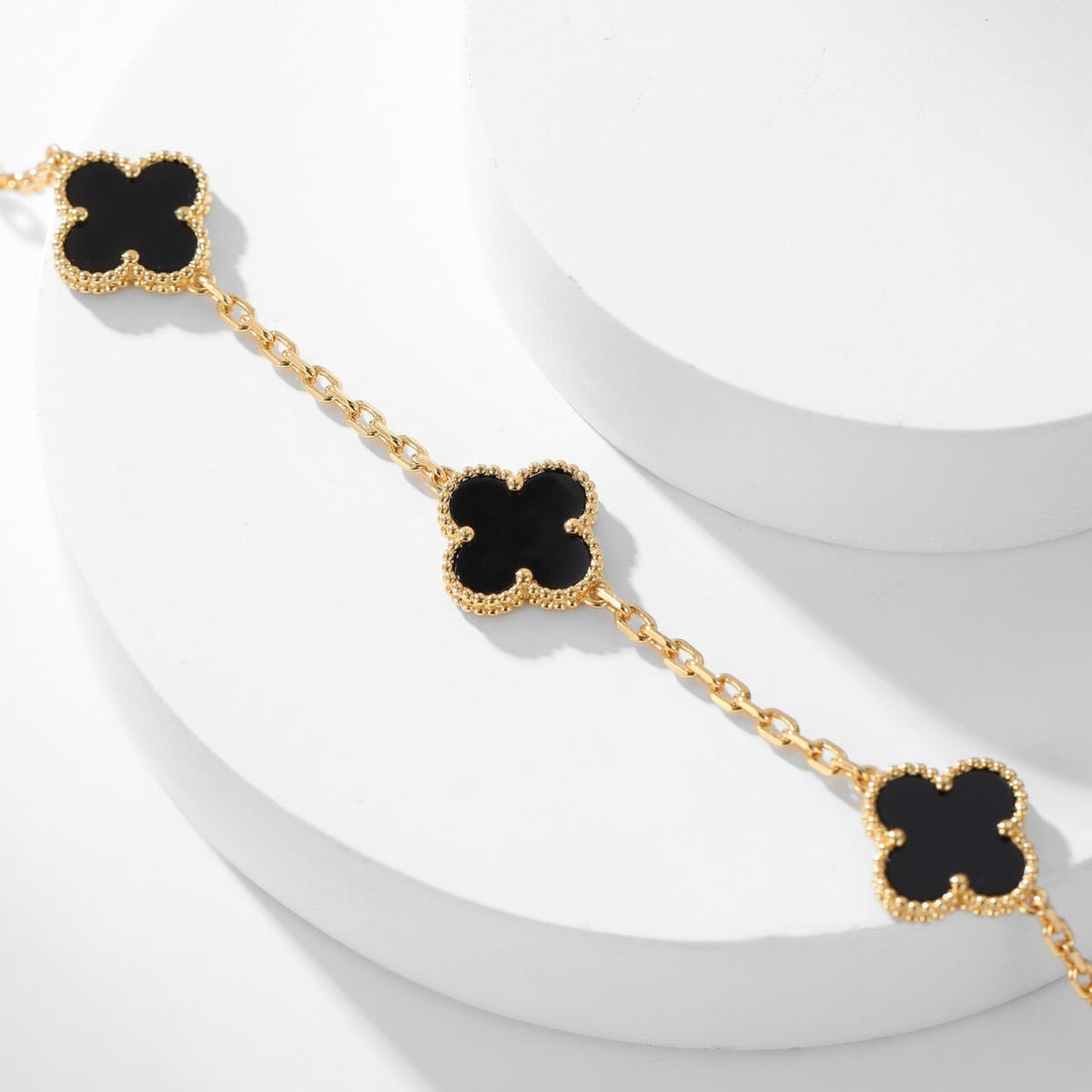 [Elara jewelsry ]CLOVER 10 MOTIFS ONYX NECKLACE