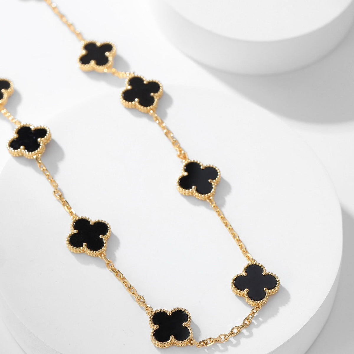 [Elara jewelsry ]CLOVER 10 MOTIFS ONYX NECKLACE