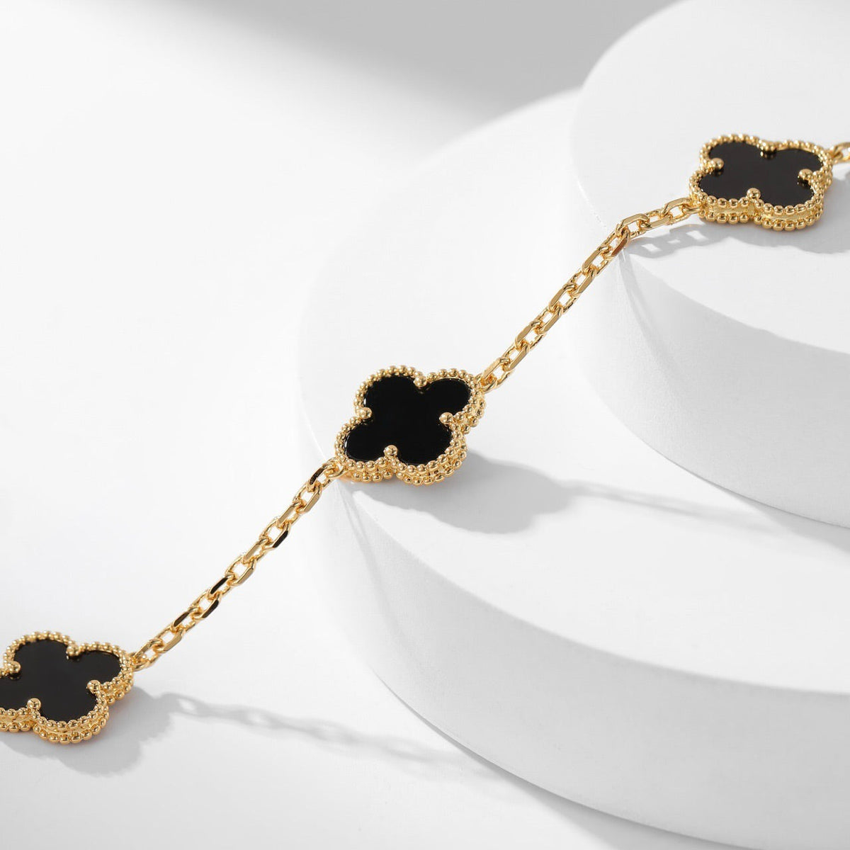 [Elara jewelsry ]CLOVER 10 MOTIFS ONYX NECKLACE