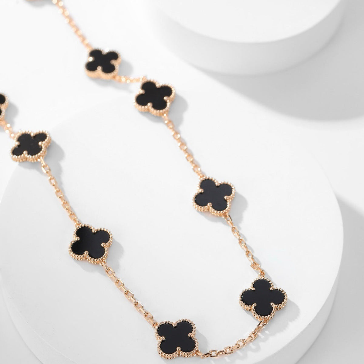 [Elara jewelsry ]CLOVER 10 MOTIFS ONYX NECKLACE