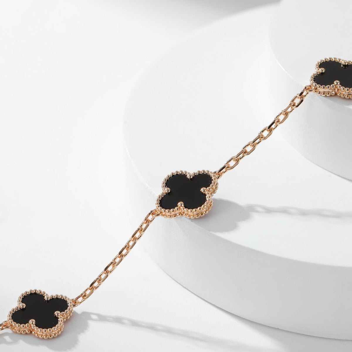 [Elara jewelsry ]CLOVER 10 MOTIFS ONYX NECKLACE