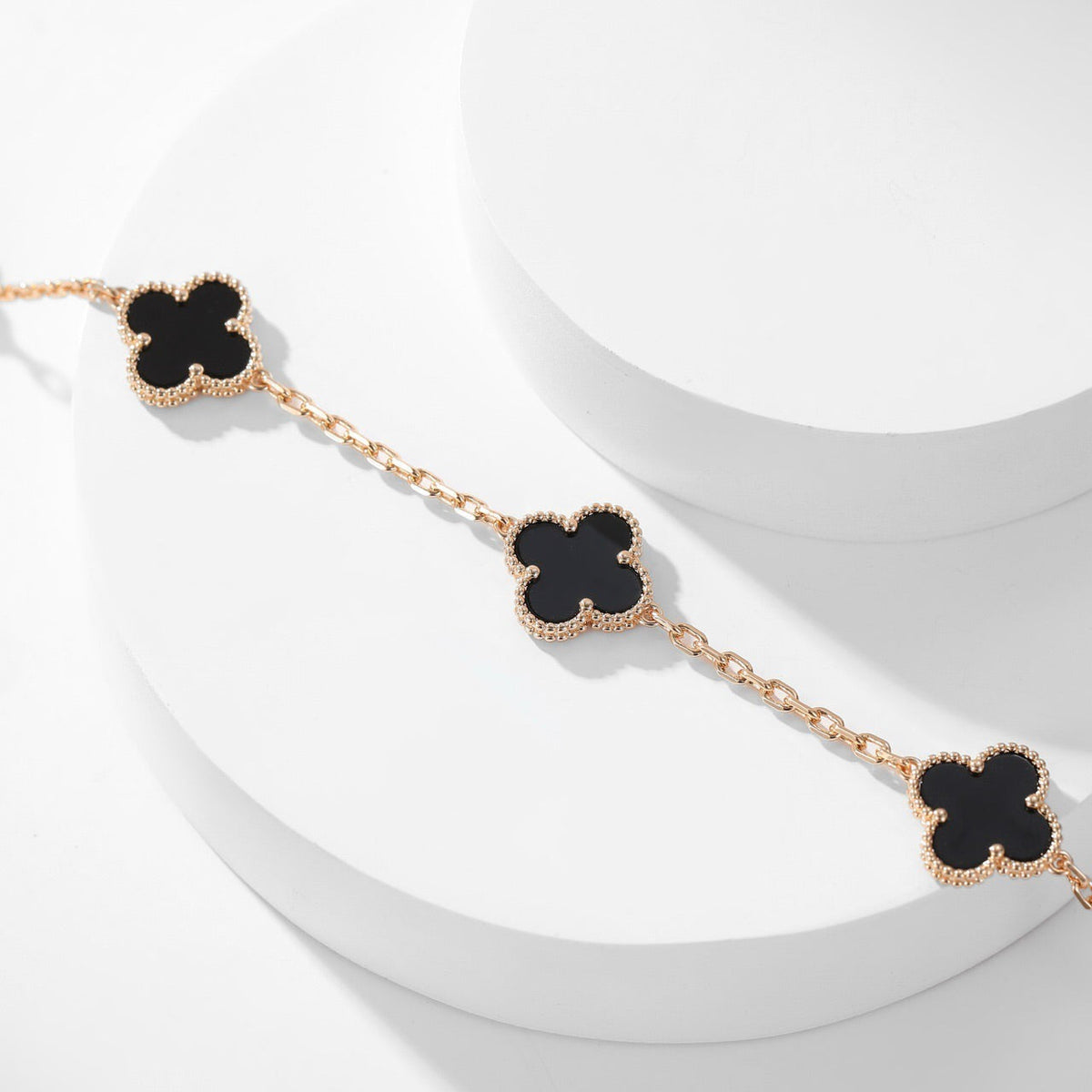 [Elara jewelsry ]CLOVER 10 MOTIFS ONYX NECKLACE
