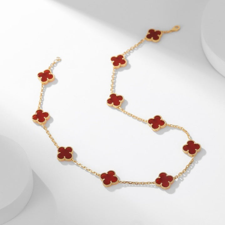 [Elara jewelsry ]CLOVER 10 MOTIFS CARNELIAN NECKLACE