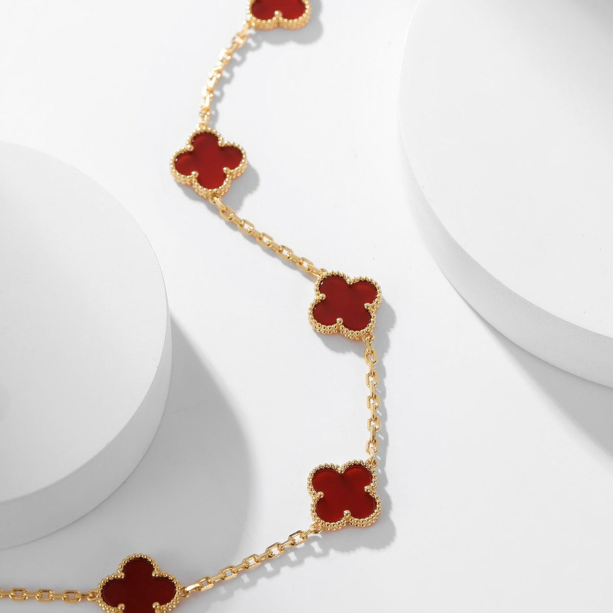 [Elara jewelsry ]CLOVER 10 MOTIFS CARNELIAN NECKLACE