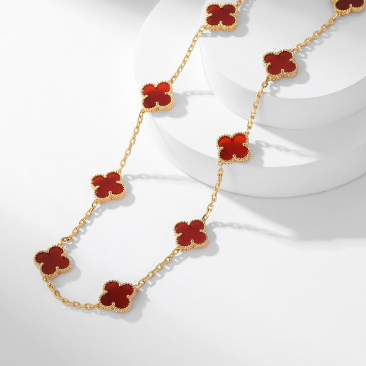 [Elara jewelsry ]CLOVER 10 MOTIFS CARNELIAN NECKLACE