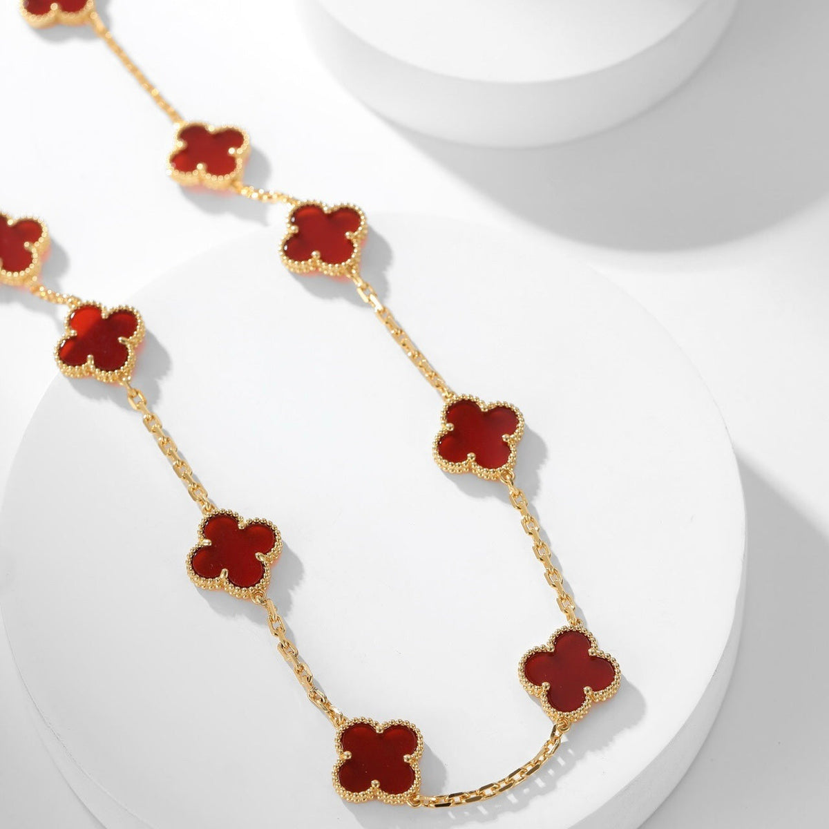 [Elara jewelsry ]CLOVER 10 MOTIFS CARNELIAN NECKLACE