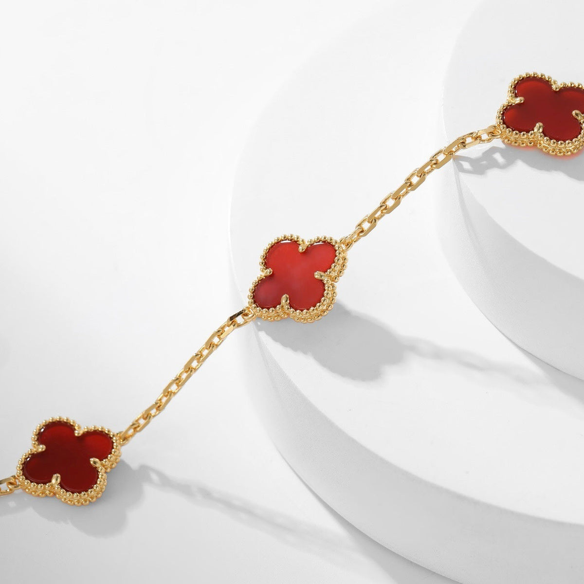 [Elara jewelsry ]CLOVER 10 MOTIFS CARNELIAN NECKLACE