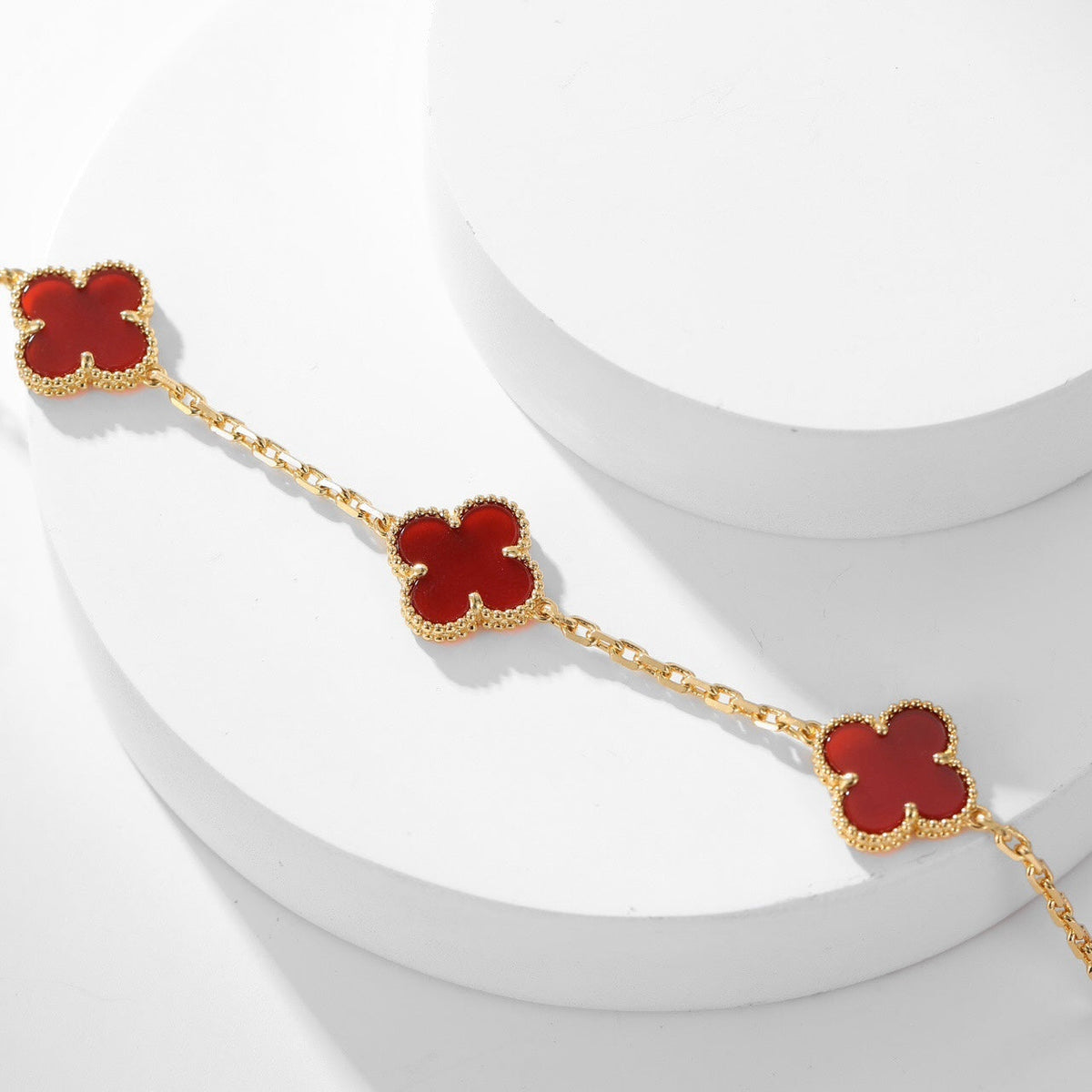 [Elara jewelsry ]CLOVER 10 MOTIFS CARNELIAN NECKLACE